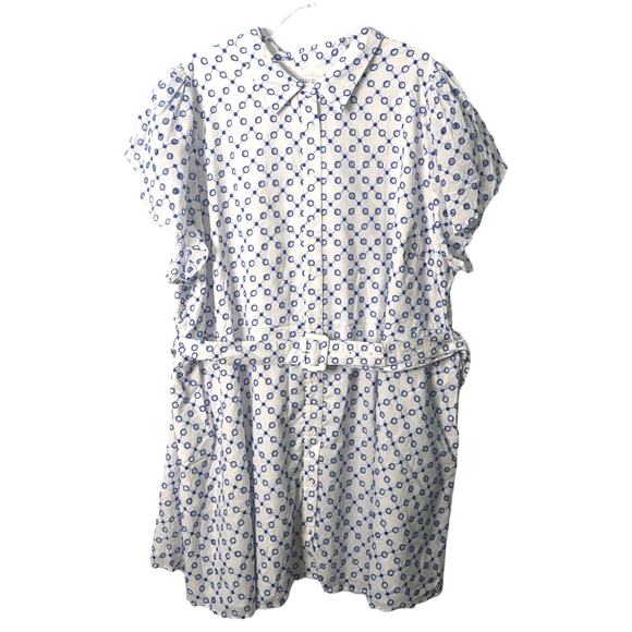 ALEXIS x Target Mini Dress Plus White Blue Dot Tulip Sleeve Eyelet Shirt 3X NWOT - Picture 2 of 12